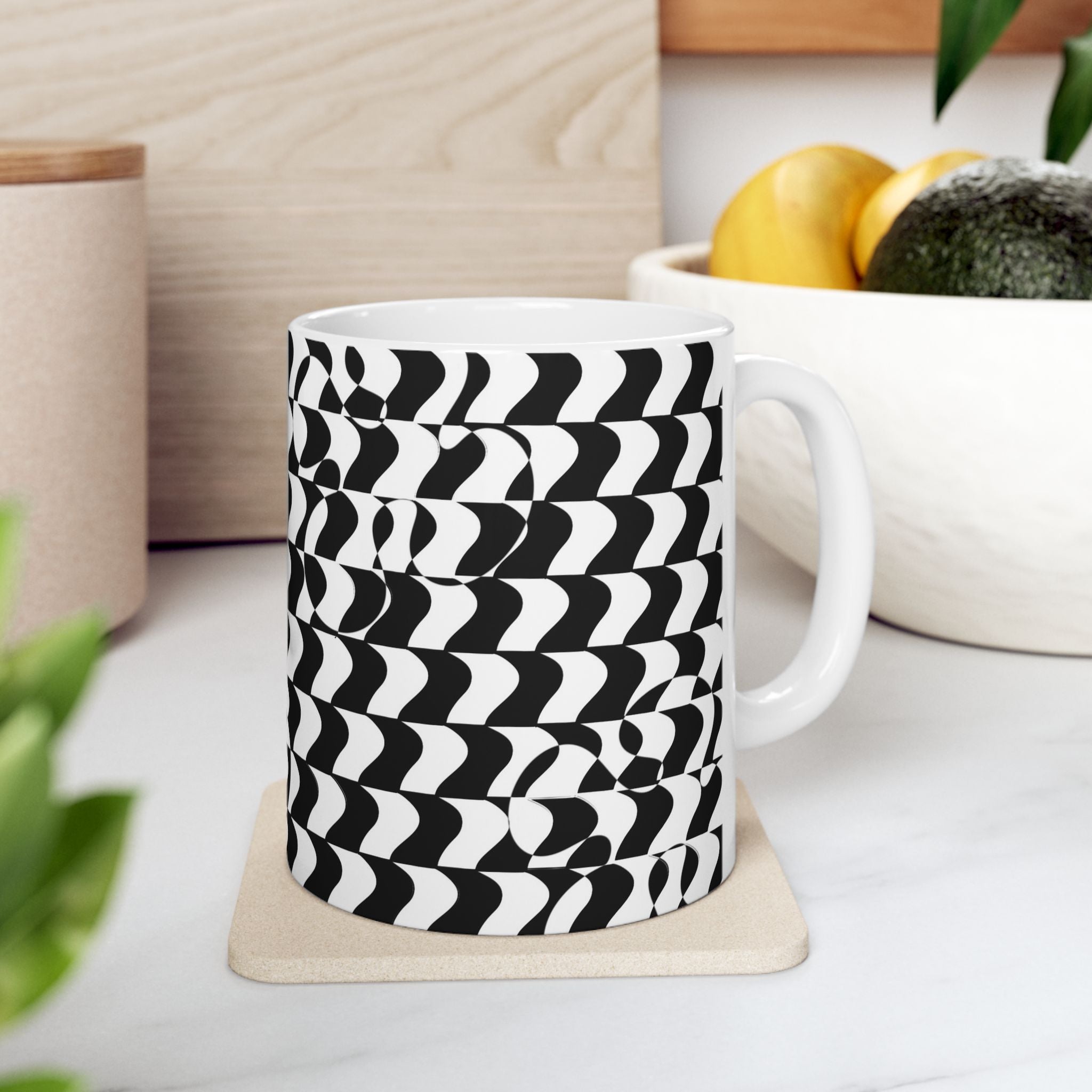 Black and White Checkered Design Ceramic Mug/Coffee cup 11oz or 15oz size