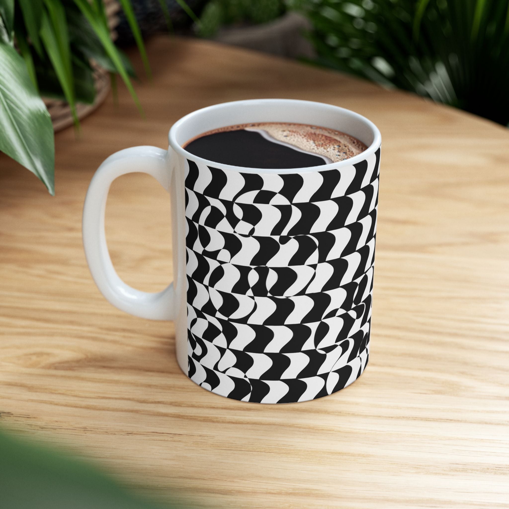 Black and White Checkered Design Ceramic Mug/Coffee cup 11oz or 15oz size