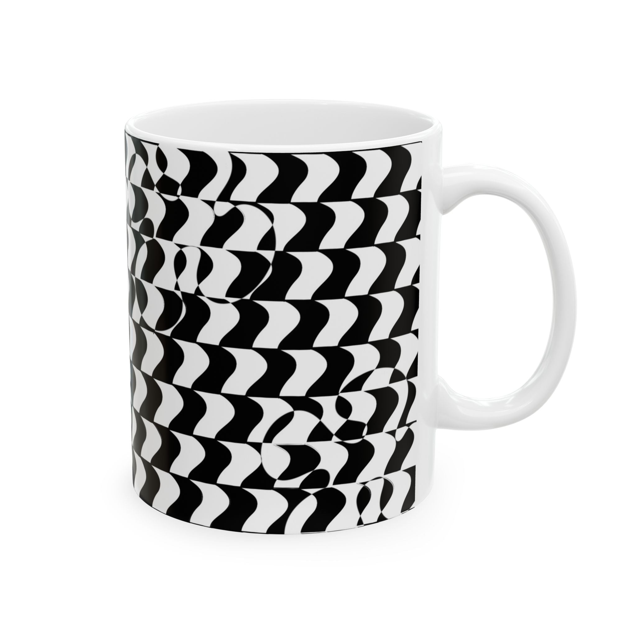 Black and White Checkered Design Ceramic Mug/Coffee cup 11oz or 15oz size