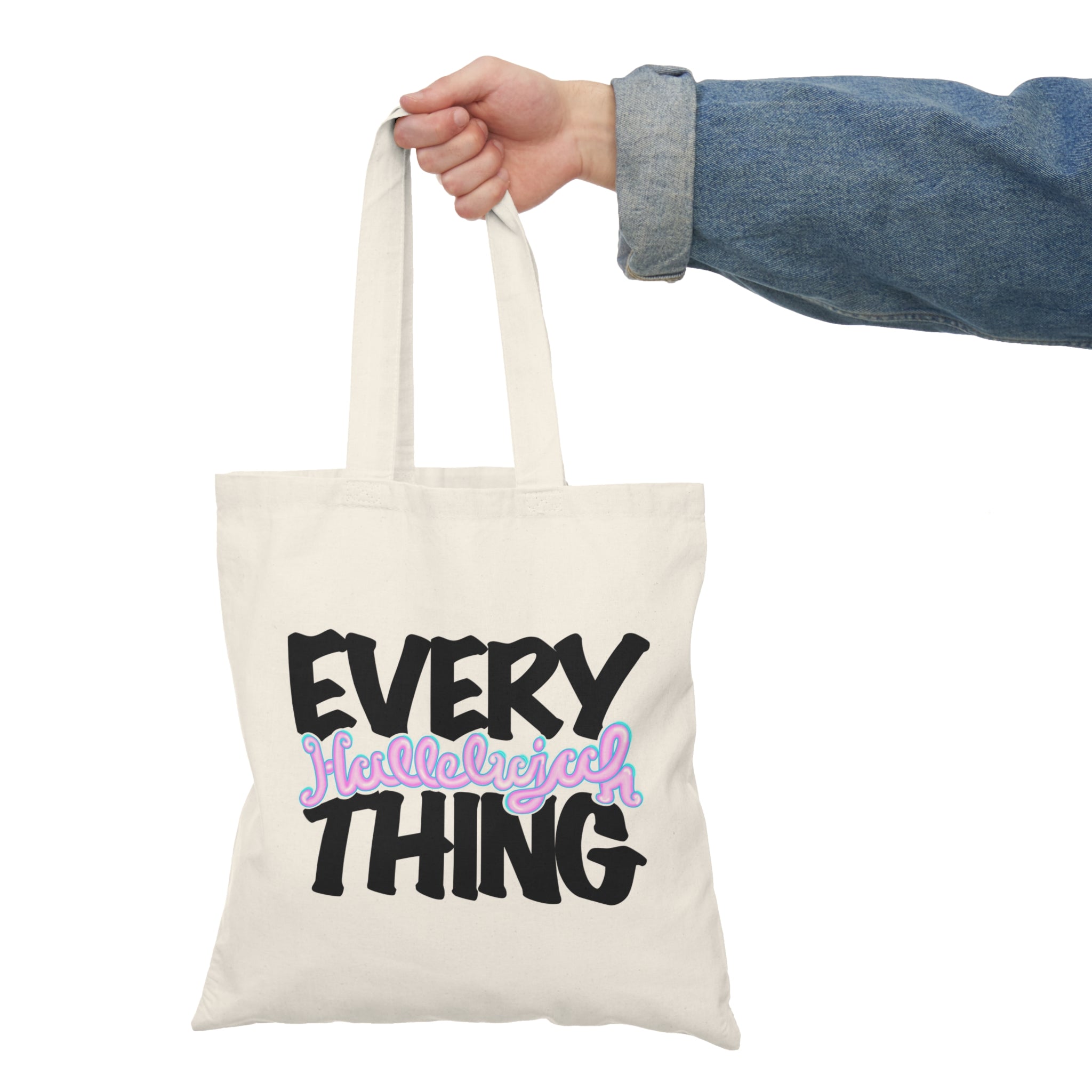 Natural Cotton Tote Bag Everything Hallelujah Coachella Graffiti text