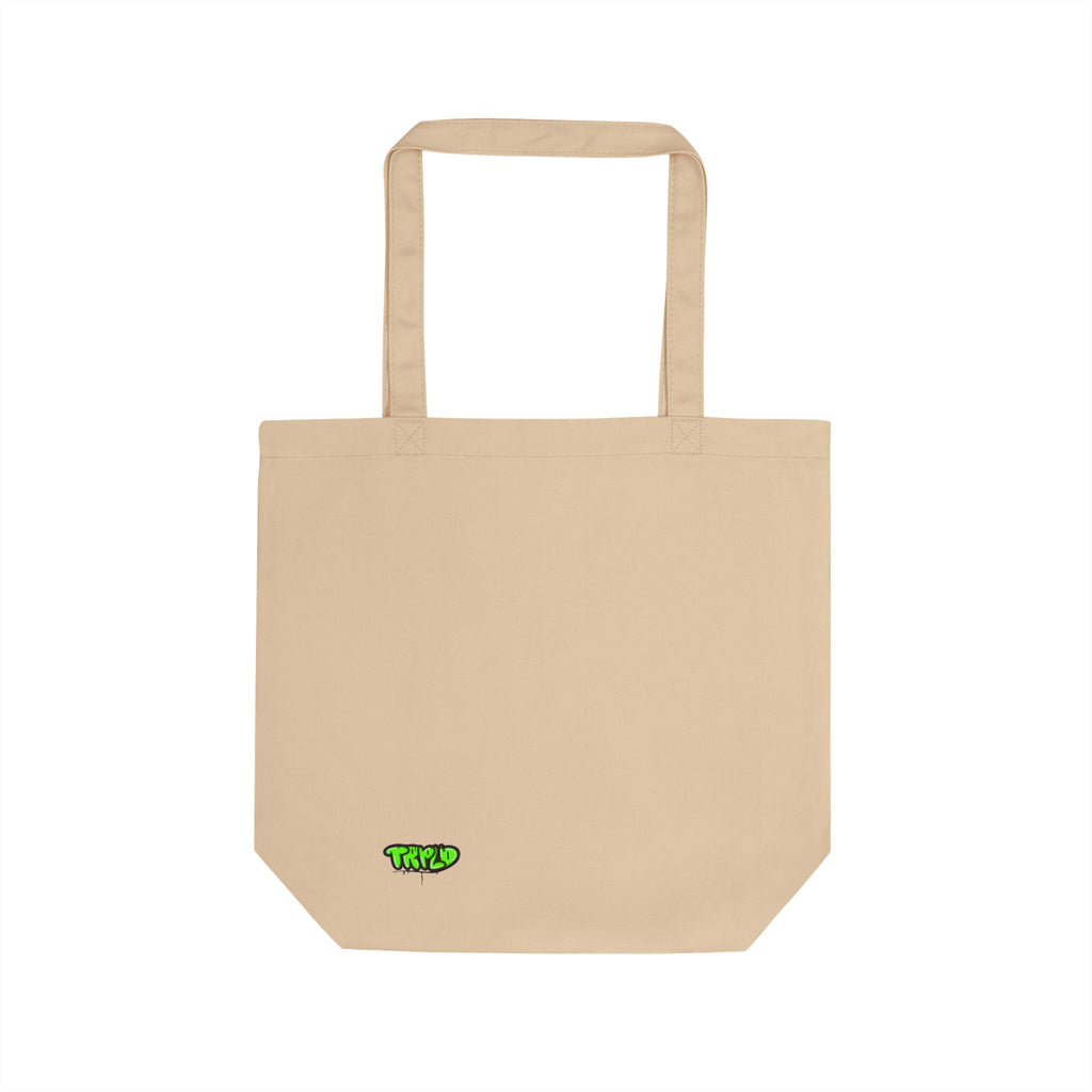 Eco Tote Bag Oranges and Stars design angel number 444 TRPLD Lifestyle logo checker print fruit pattern