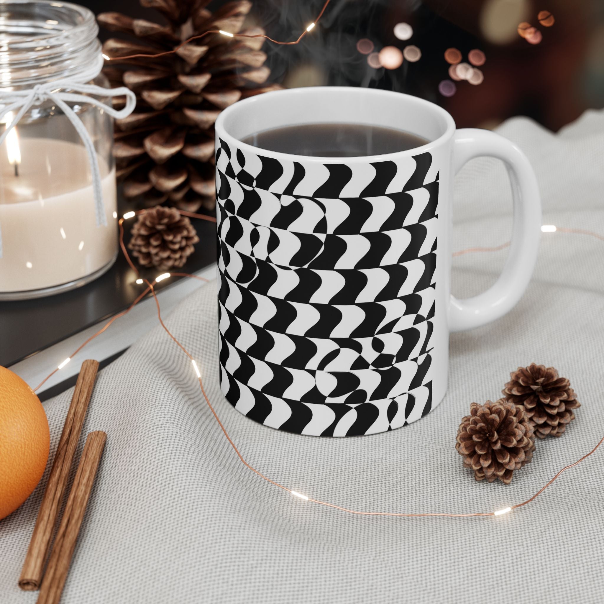 Black and White Checkered Design Ceramic Mug/Coffee cup 11oz or 15oz size