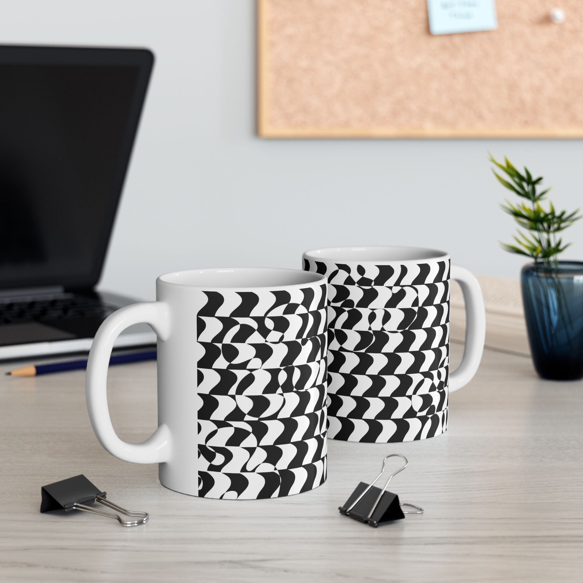 Black and White Checkered Design Ceramic Mug/Coffee cup 11oz or 15oz size