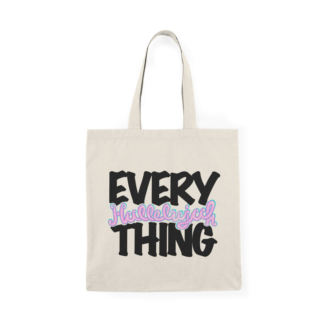 Natural Cotton Tote Bag Everything Hallelujah Coachella Graffiti text