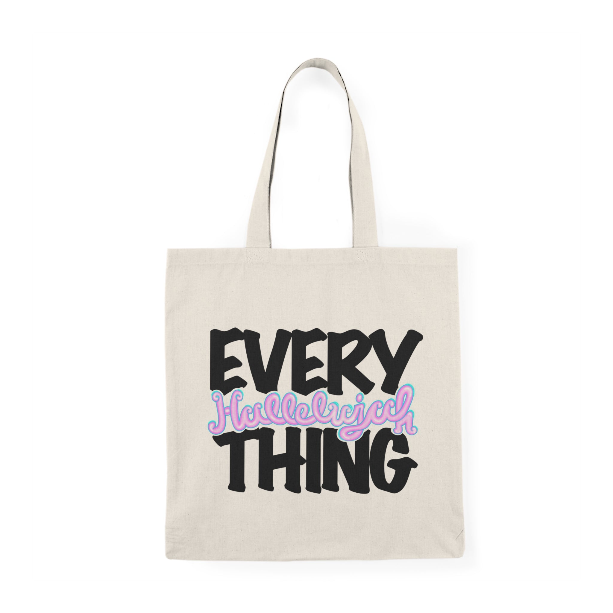 Natural Cotton Tote Bag Everything Hallelujah Coachella Graffiti text
