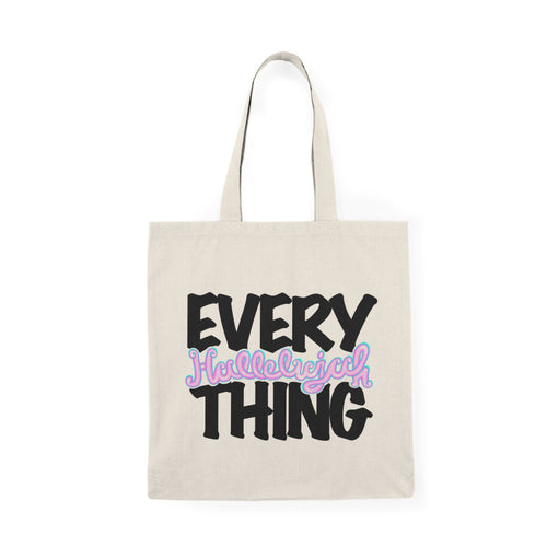 Natural Cotton Tote Bag Everything Hallelujah Coachella Graffiti text
