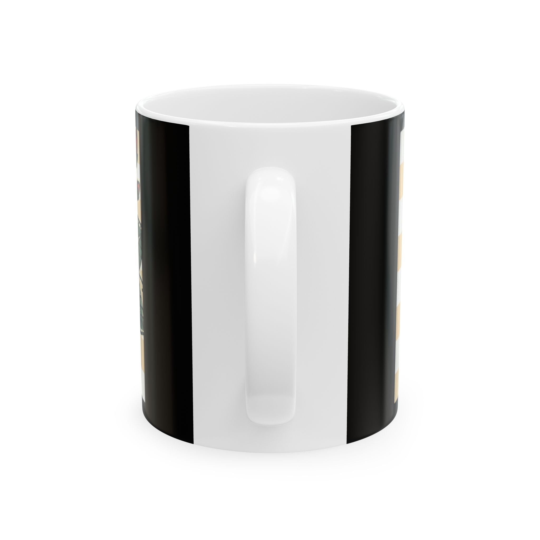 Ceramic mug/coffee cup with beautiful rose and checkered design with quirky phrase (11oz, 15oz)