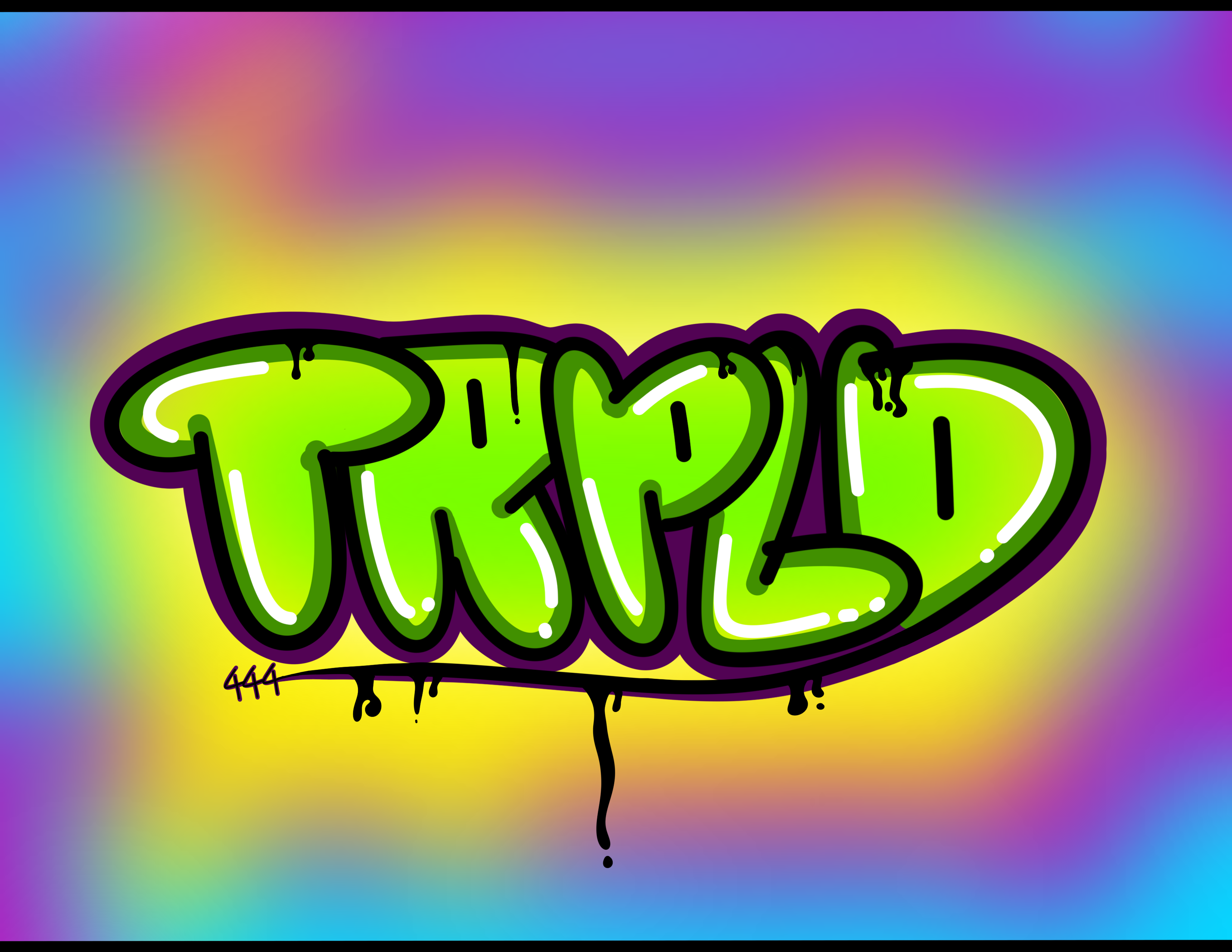 Colorful graffiti-style text 'TRIPLE' on a multicolored background
